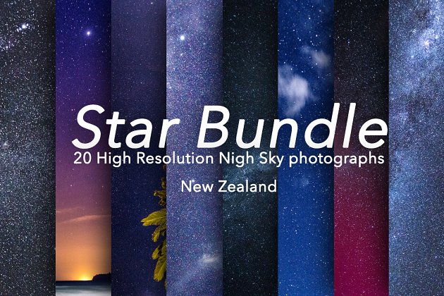 20个星空背景纹理素材 Star Bundle – 20 Stars Photographs