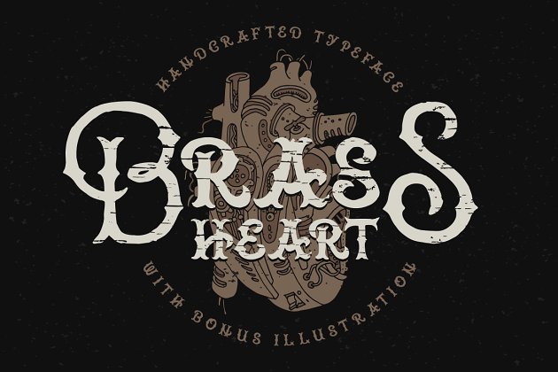 经典个性字体 Vintage typeface "Brass heart"