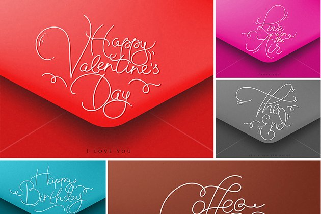情人节氛围问候信封模板 Greeting Valentines Envelopes