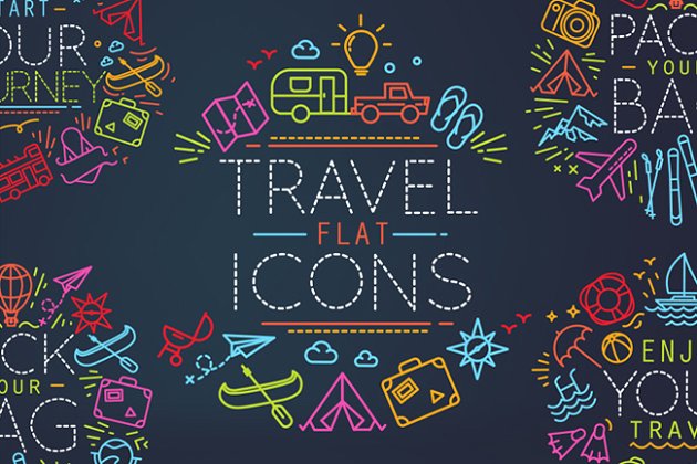 扁平化的旅行图标合集 Travel flat icons