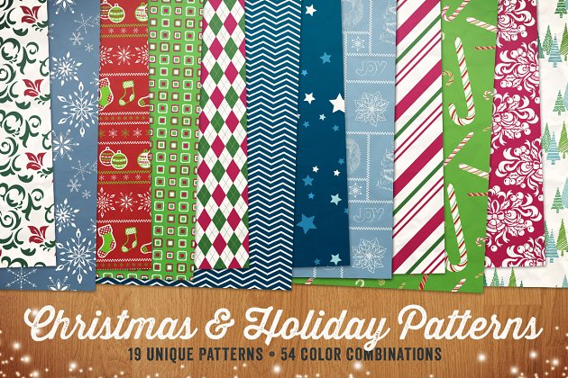 圣诞节假日背景纹理素材 Christmas & Holiday Patterns Vol 1