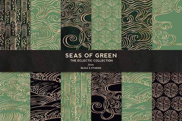 绿色和玫瑰金波浪海 Seas of Green & Rose Gold Waves