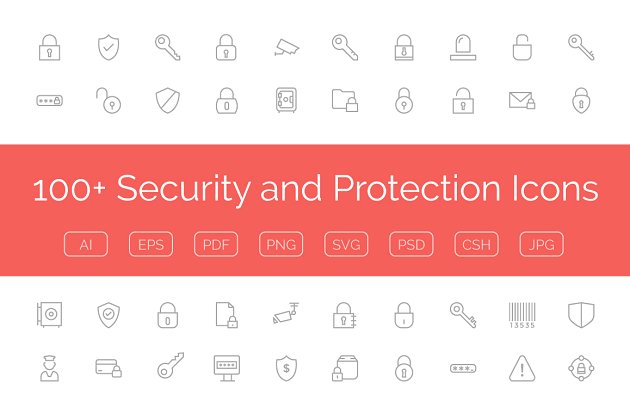 100+安全保护图标 100+ Security and Protection Icons