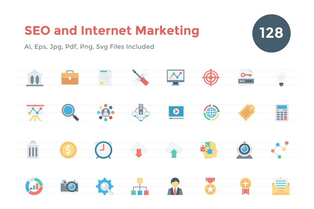搜索引擎优化和互联网营销图标下载 128 Seo and Internet Marketing Icons