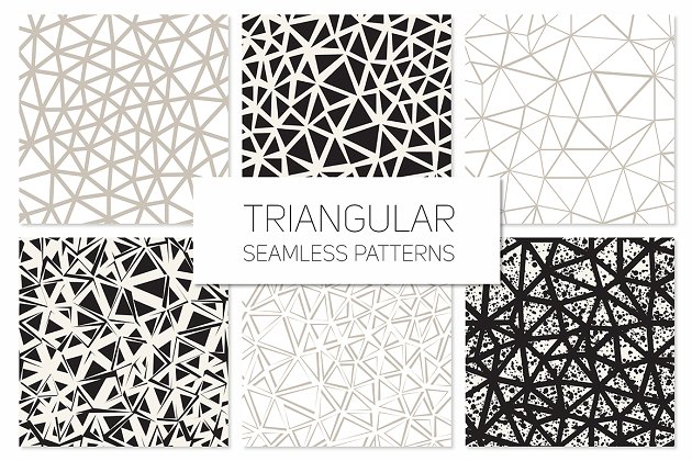 无缝背景纹理 Triangular Seamless Patterns Set 4