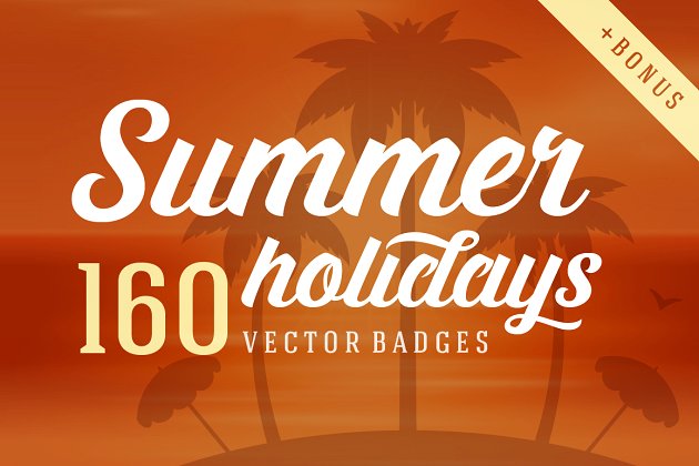 160暑假徽章和logo模板 160 Summer holidays badges & logos