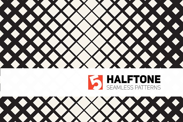 半色调无缝图案背景纹理 Five Halftone Seamless Patterns