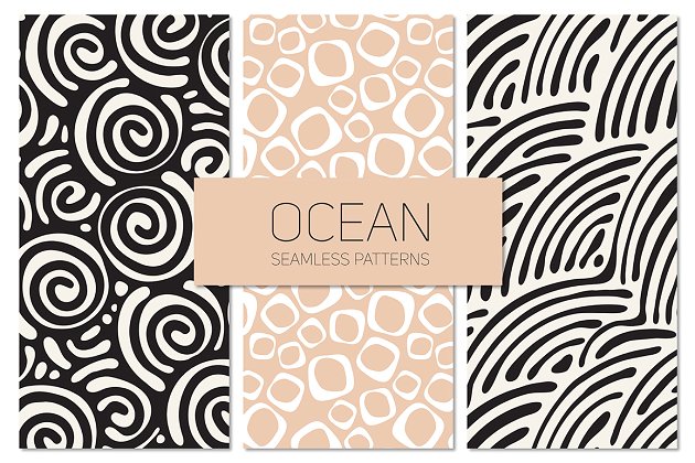 海洋无缝图案集 Ocean Seamless Patterns Set