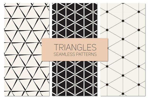 三角形无缝背景纹理素材 Triangles. Seamless Patterns Set 10