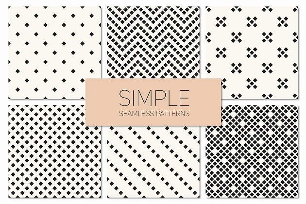 简单无缝图案背景纹理 Simple Seamless Patterns. Set 4