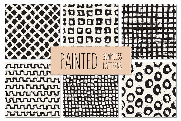 印刷无缝背景纹理素材 Painted Seamless Patterns Set 3