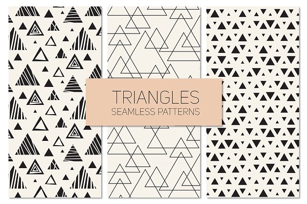 几何背景纹理 Triangles. Seamless Patterns Set 11
