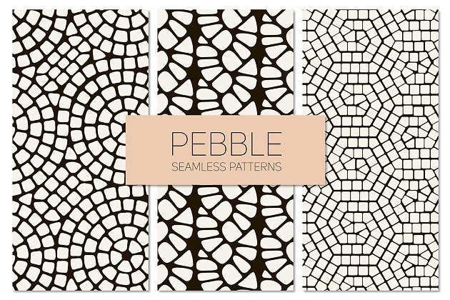 卵石效果无缝模式背景纹理 Pebble. Seamless Patterns Set 2