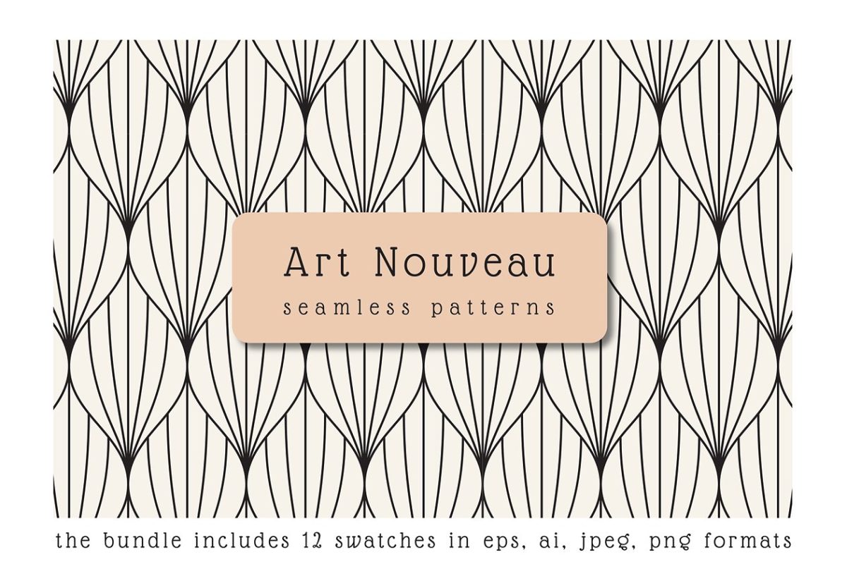 无缝艺术图案纹理集 Art Nouveau Seamless Patterns Set