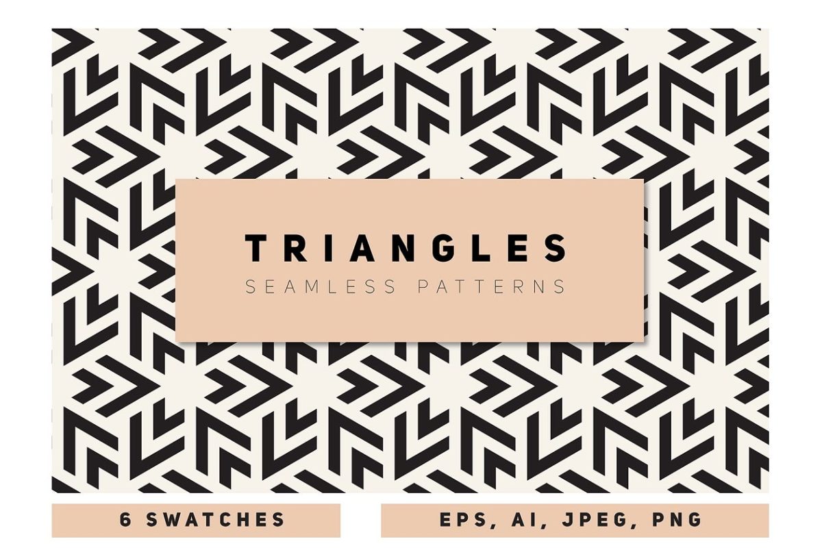 几何无缝图形背景 Bold Triangles Seamless Patterns Set