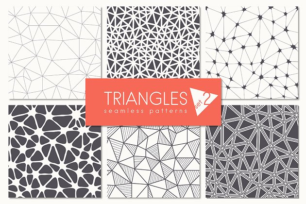 三角形无缝模式背景纹理素材 Triangles. Seamless Patterns. Set 2