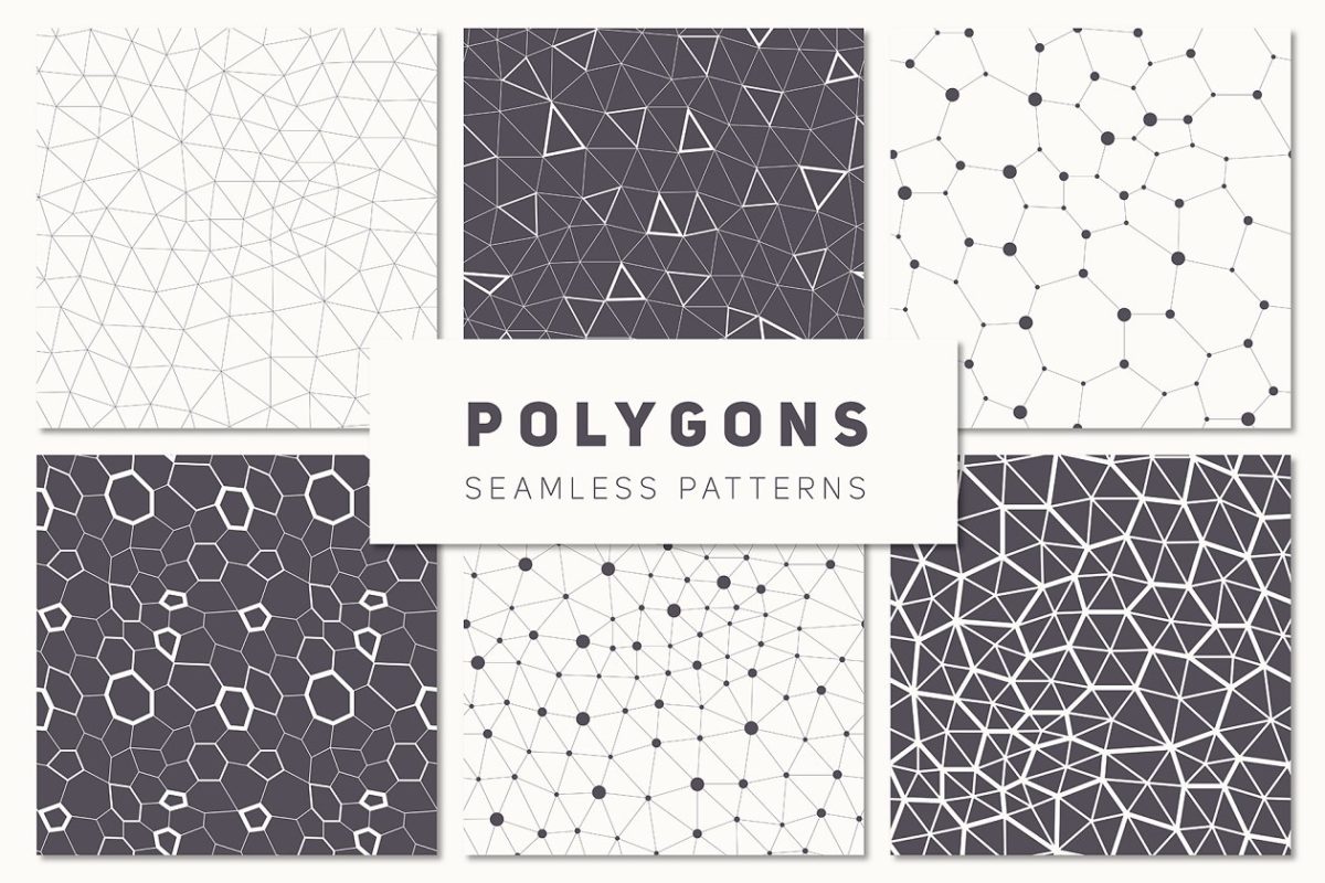 多边形无缝背景纹理 Polygons. Seamless Patterns Set