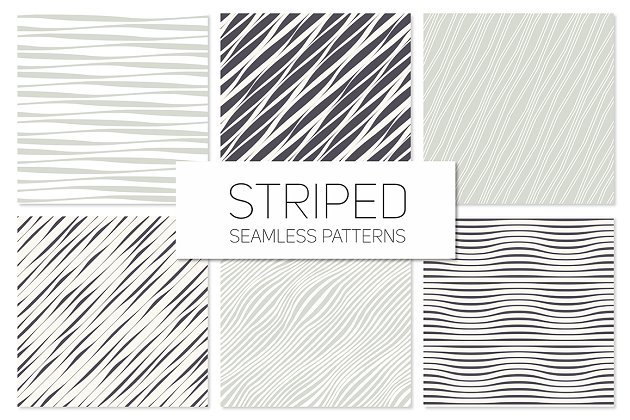 几何无缝背景纹理 Striped Seamless Patterns Set 1