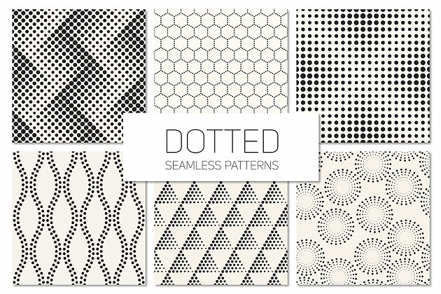 无缝几何纹理图案背景 Dotted Seamless Patterns. Set 3