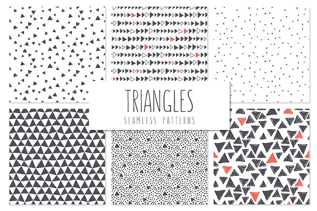 小三角形元素的背景纹理素材 Triangles. Seamless Patterns Set 5