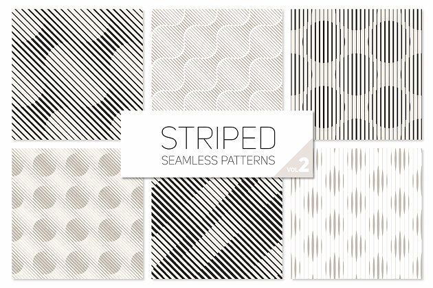 几何无缝背景图案 Striped Seamless Patterns Set 2