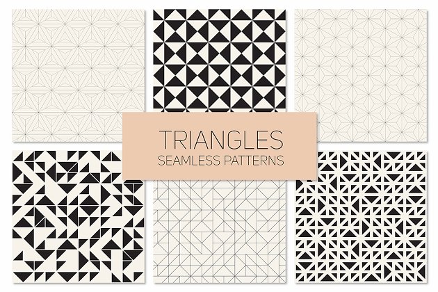 三角形无缝背景纹理素材 Triangles. Seamless Patterns. Set 4