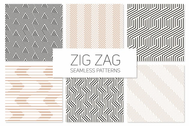 转弯锯齿无缝图案集 Zig Zag Seamless Patterns Set