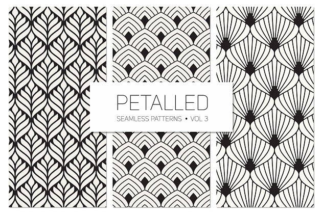 抽象无缝背景图案 Petalled Seamless Patterns Set 3