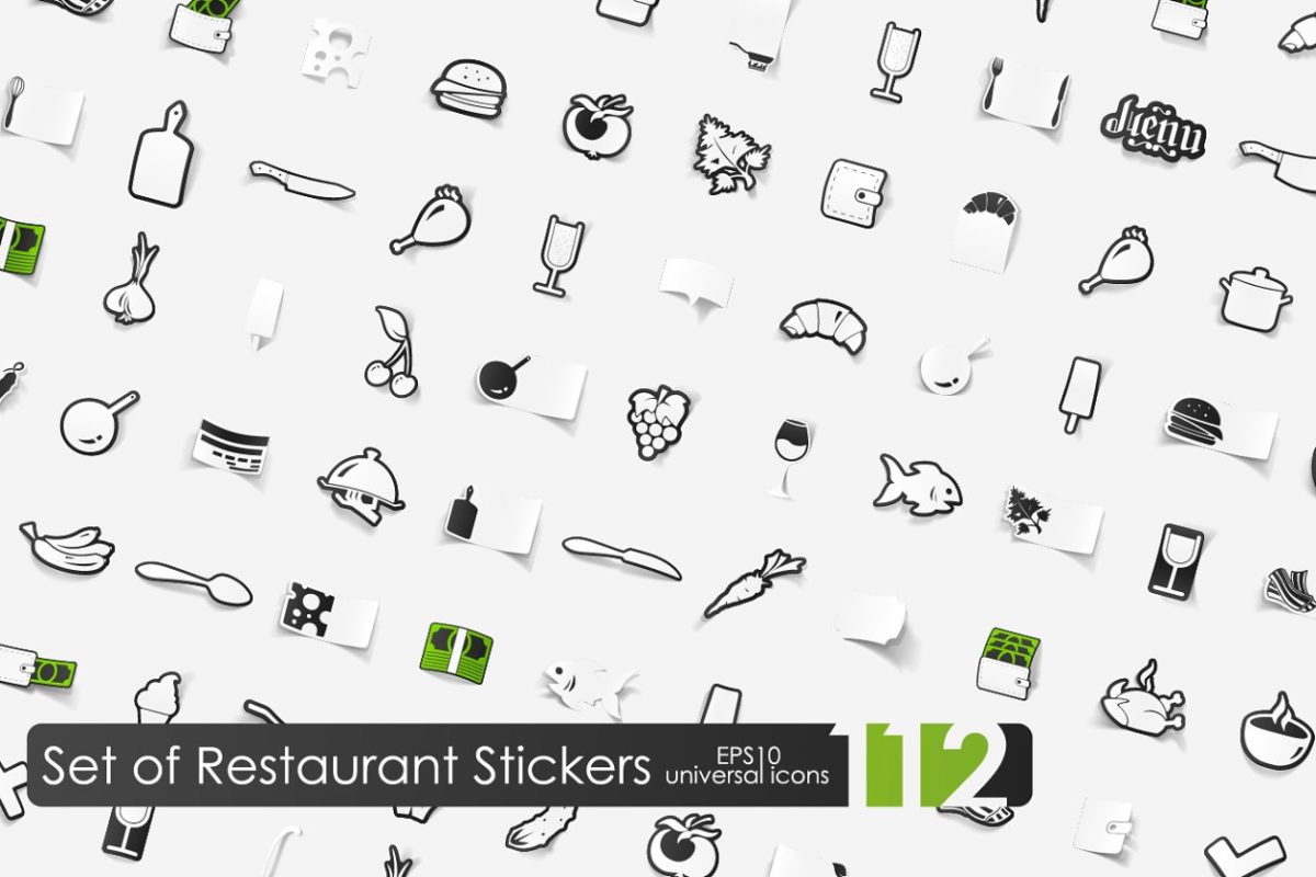 112个餐厅贴纸图标 112 restaurant stickers