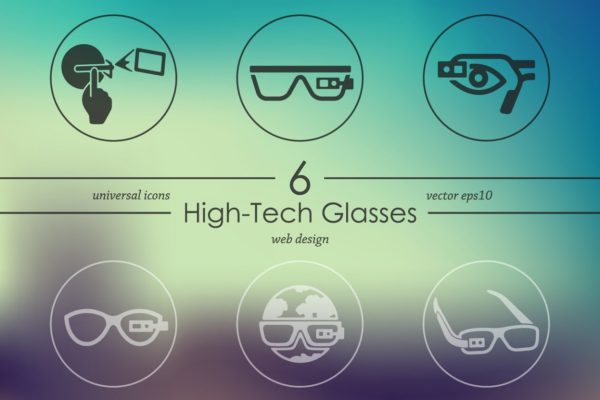 智能眼镜图标 set of high-tech glasses icons