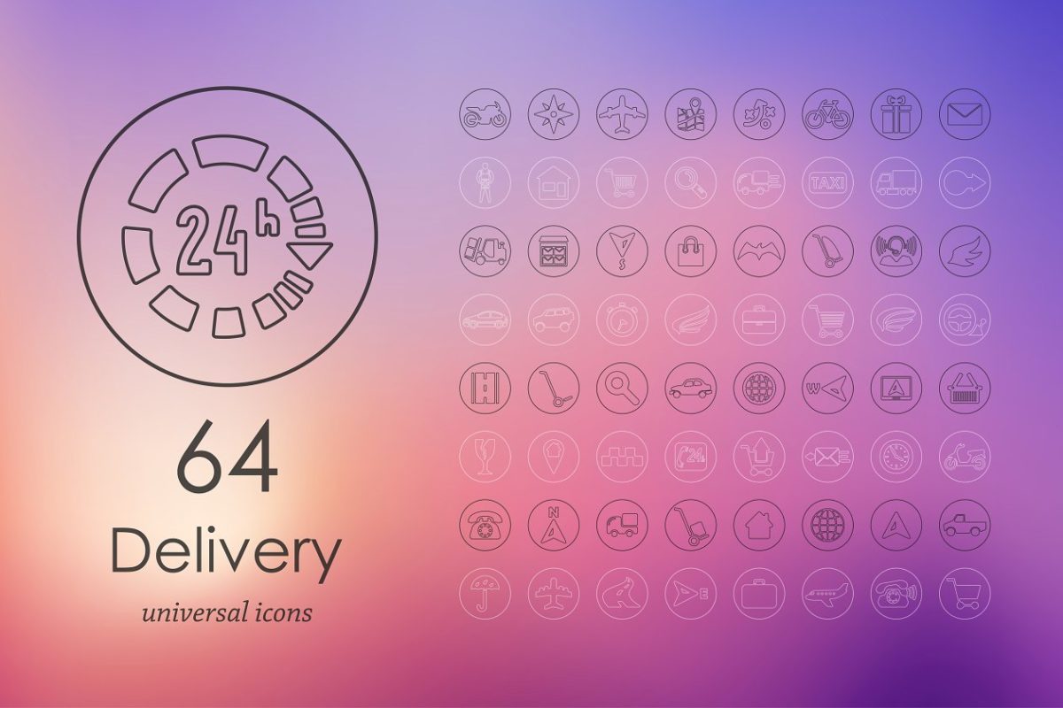64个快递主题相关的图标 64 delivery icons