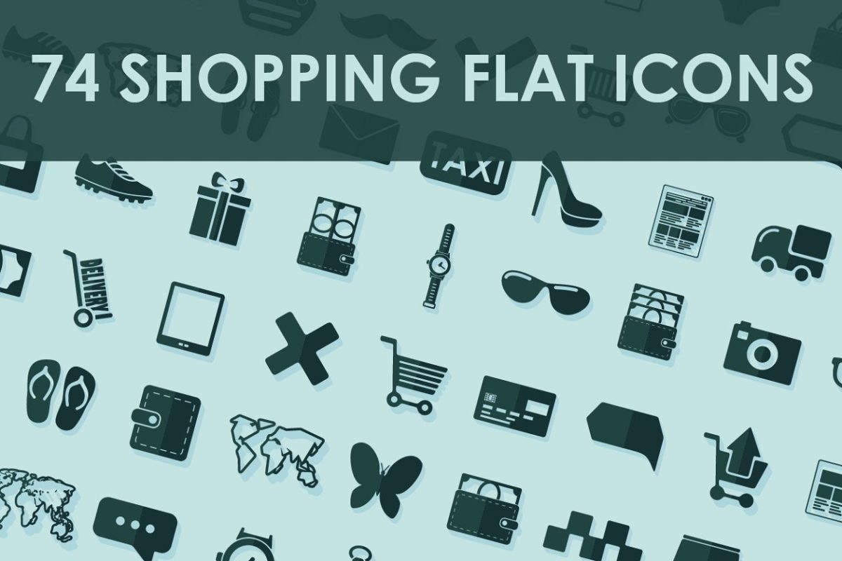 74个购物图标 74 SHOPPING flat icons