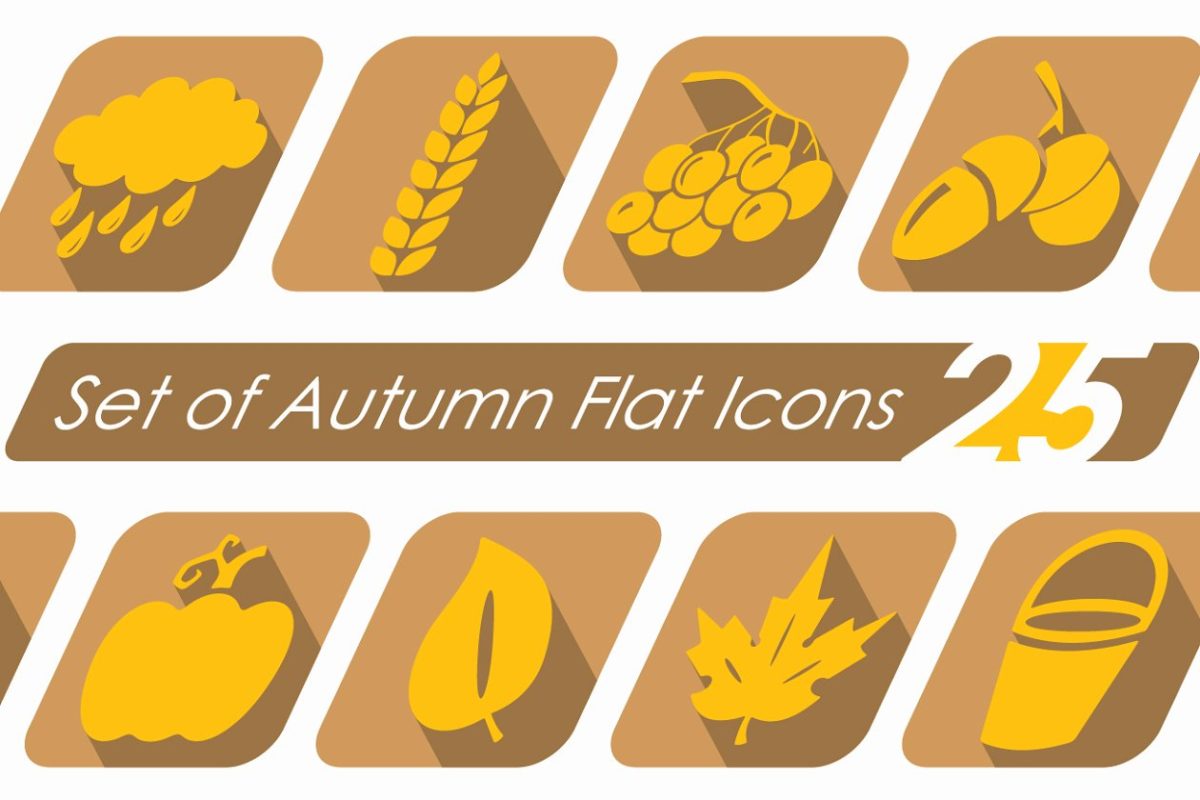 秋季矢量图标素材 Set of autumn icons