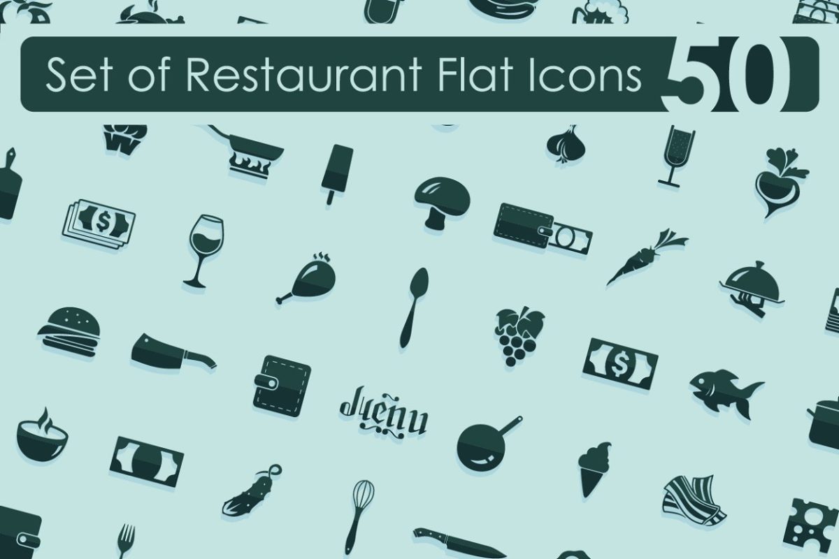 餐厅图标素材 Set of restaurant icons