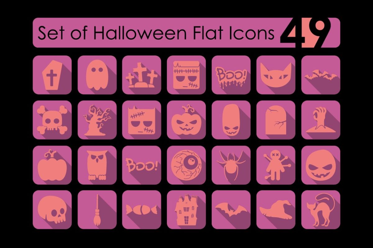 一套万圣节图标 Set of Halloween icons