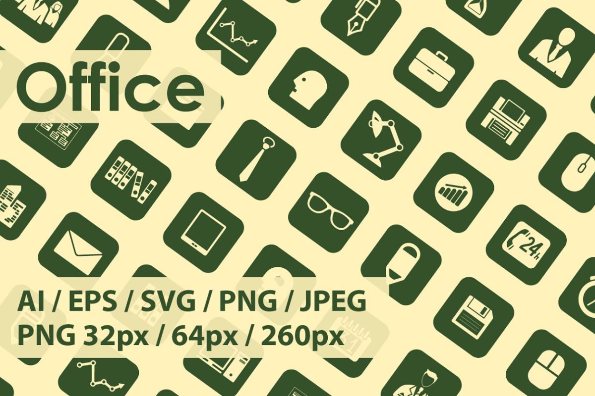 简单的办公图标素材 Set of OFFICE simple icons