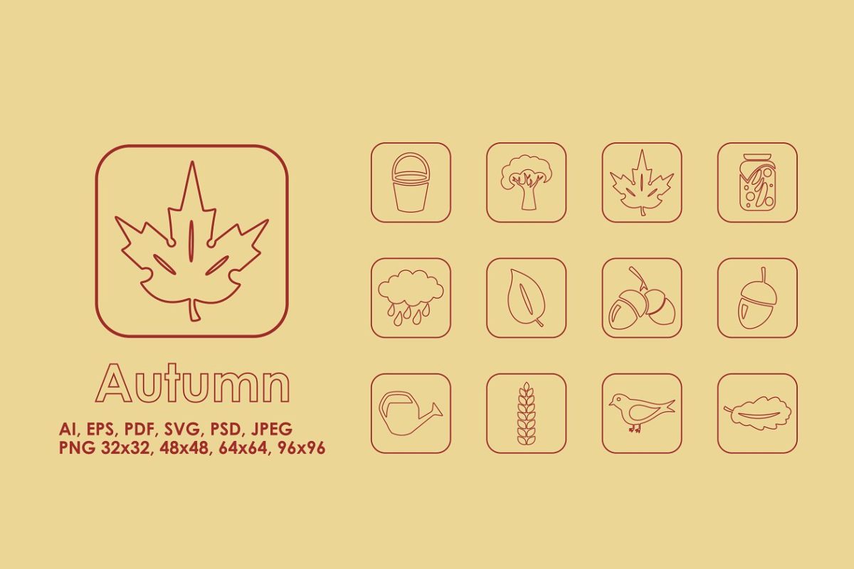 秋季图标素材 12 Autumn simple icons