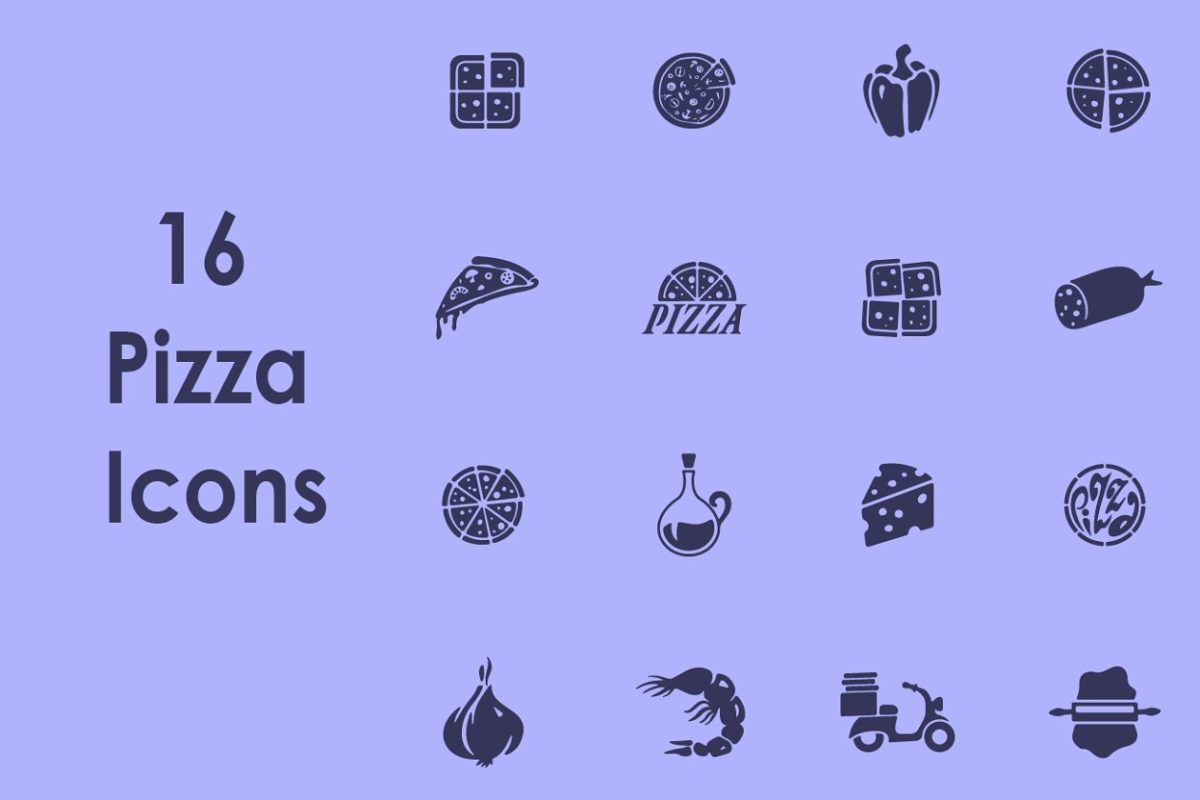 16个简洁披萨图标 16 PIZZA simple icons