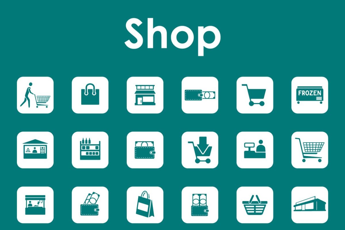 简单的购物图标素材 Set of shop simple icons