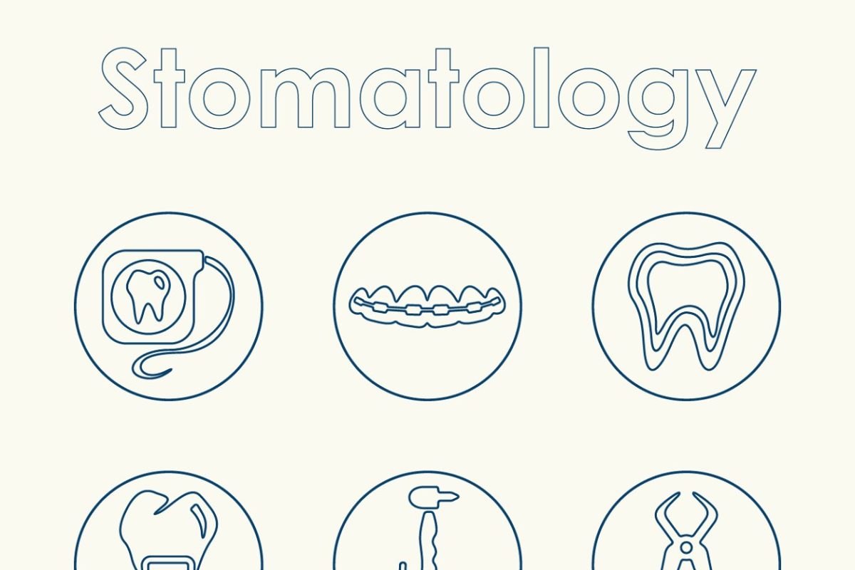 套口腔医学简单图标 Set of stomatology simple icons