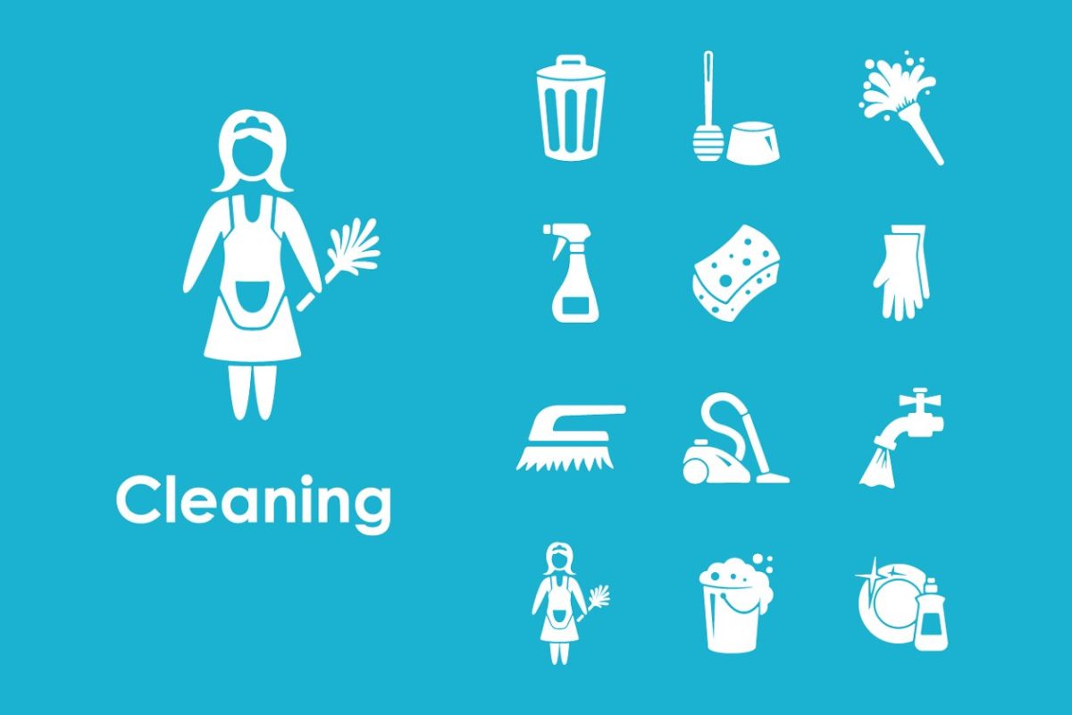 保洁图标素材 Set of cleaning simple icons