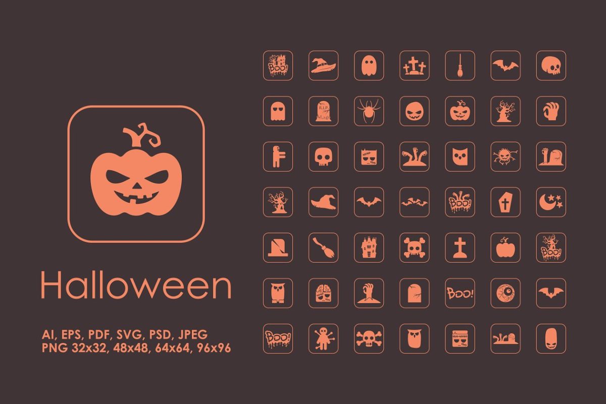 简单的万圣节图标 49 Halloween simple icons