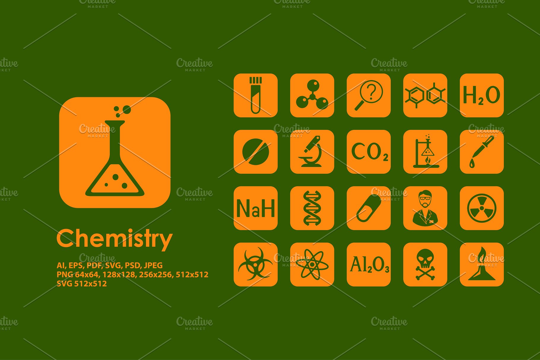 化学主题相关图标 chemistry icons 云瑞设计