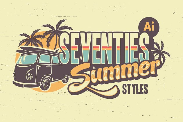 复古夏季插画样式 Seventies Summer Styles
