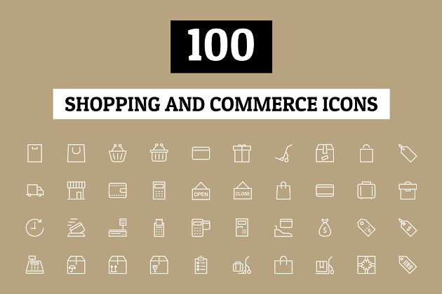 购物和商业图标素材 100 Shopping and Commerce Icons