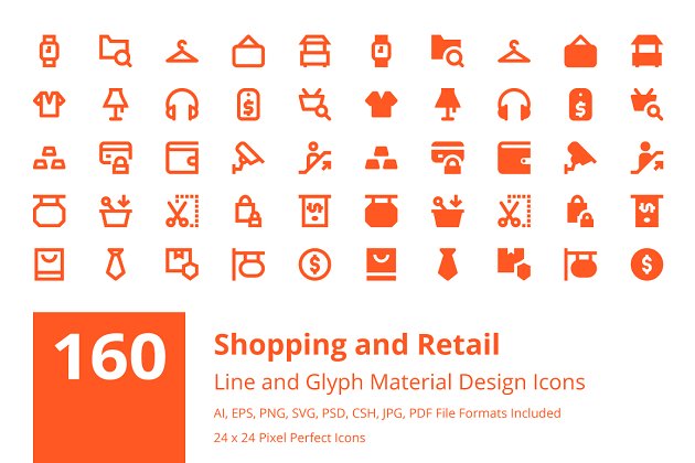 购物材料设计图标大全 160 Shopping Material Design Icons