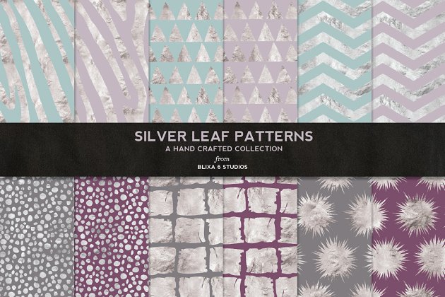 银箔几何纹理图案 Silver Leaf Geometric Patterns No. 2