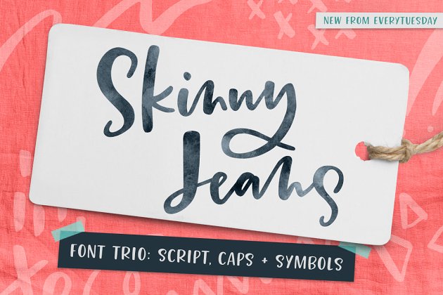 手写个性字体 Skinny Jeans: A Font Trio