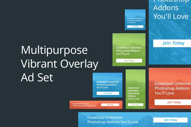 多用途广告模版 Multipurpose Vibrant Overlay Ad Set
