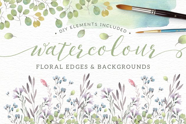 水彩花卉素材 Watercolor floral borders